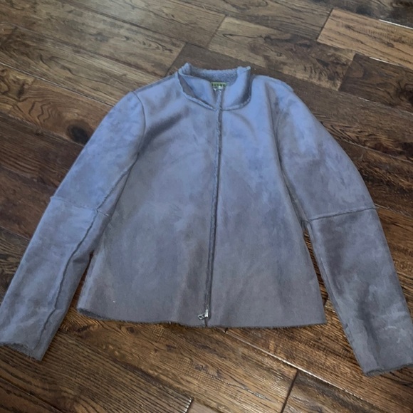 Velvet Purple Suede Fleece Lined Full Zip Jacket - Picture 1 of 5